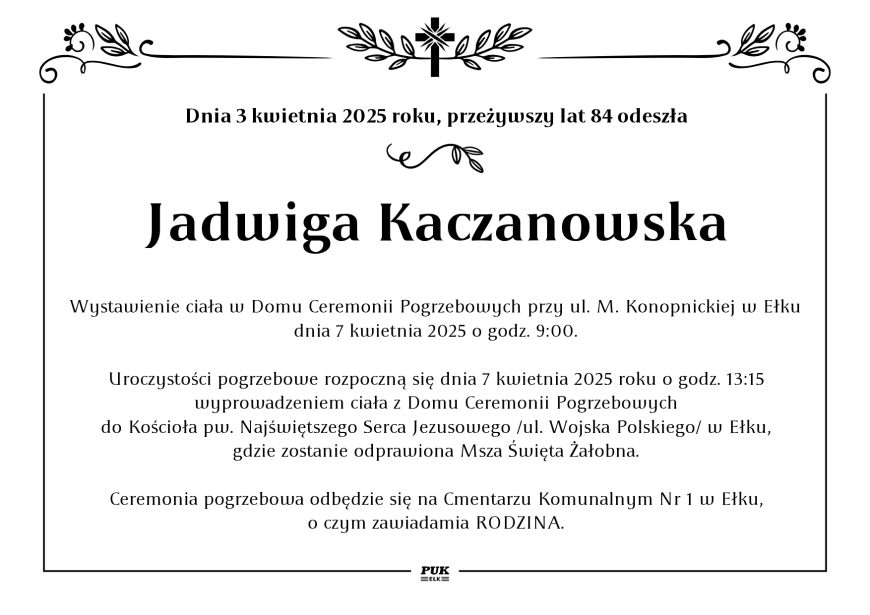 Jadwiga Kaczanowska - nekrolog